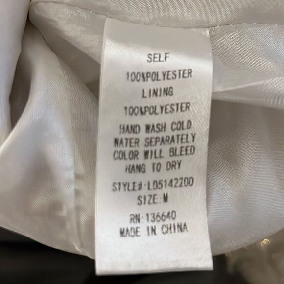 NWOT Cream/Gold Off the Shoulder L/S Tweed Dress from L'Atiste by Amy Sz. Medium - Picture 13 of 13